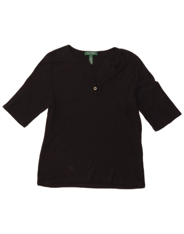 Camiseta feminina RALPH LAUREN grande algodão preto