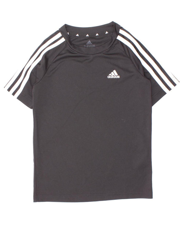 Adidas Boys Aeroready T-Shirt Top 7-8 Years Black Polyester
