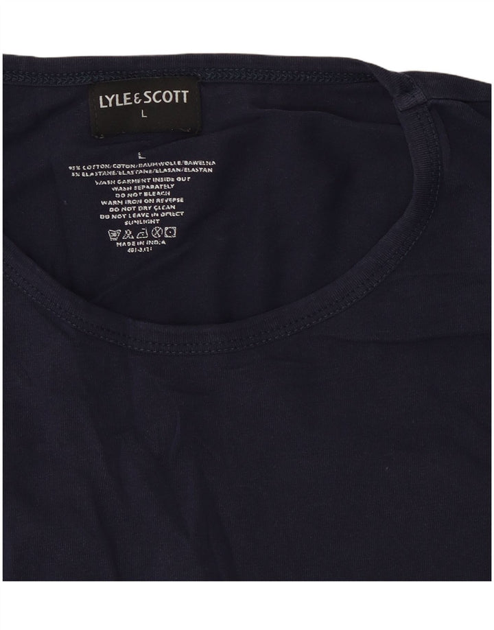 Camiseta masculina Lyle & Scott grande algodão azul marinho
