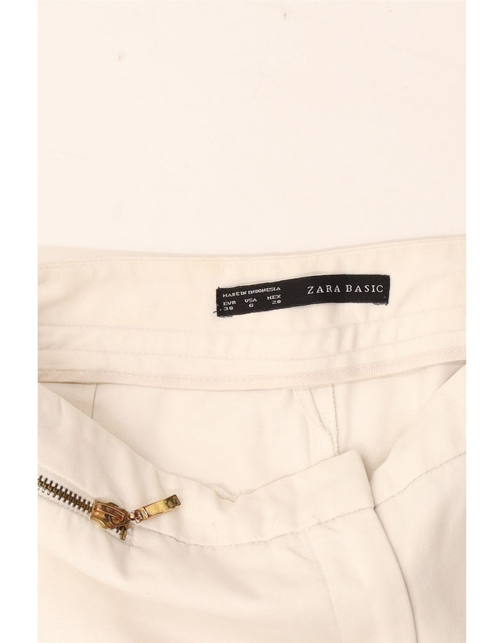 Zara Calça Feminina Slim Cropped EU 38 Pequeno W28 L26 Branco