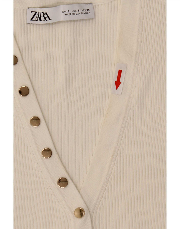 Zara Top curto sem mangas feminino UK 10 pequeno branco