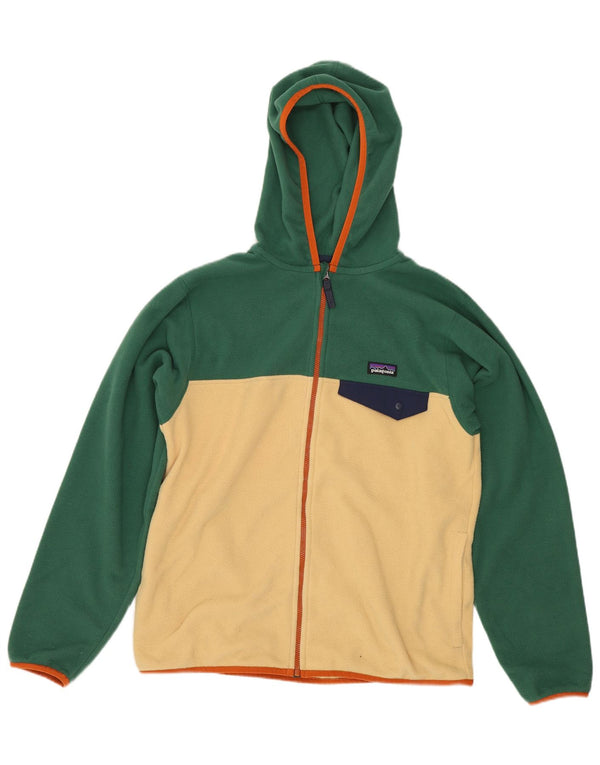 Jaqueta de lã com capuz Patagonia Boys 13-14 anos XL verde colorblock
