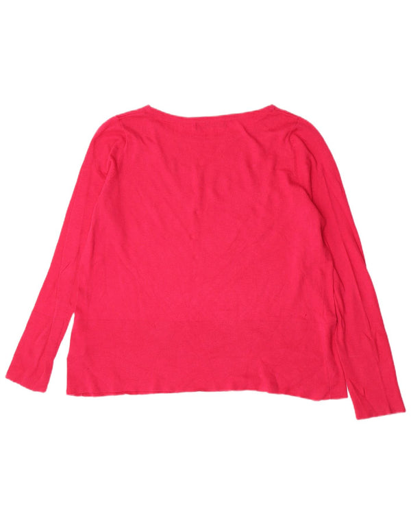 Suéter feminino Marks & Spencer com gola canoa, Reino Unido, 14, grande, rosa, algodão