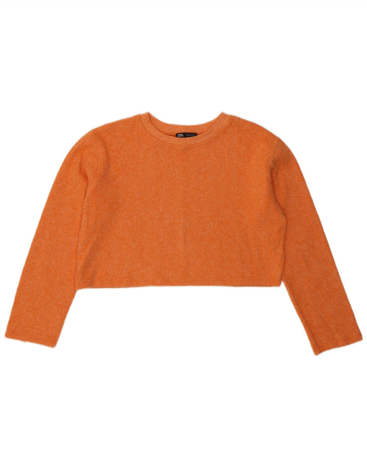 Zara Womens Crop Oversized Top Manga Longa Reino Unido 10 Pequeno Laranja