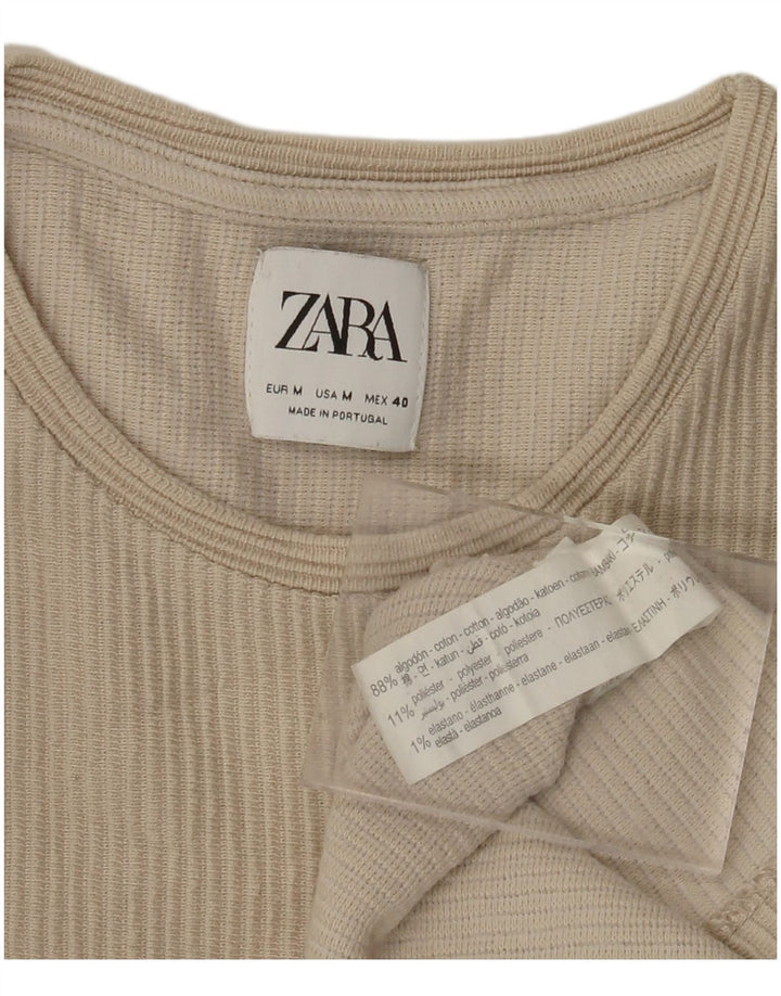 ZARA Top masculino de manga comprida de algodão bege médio