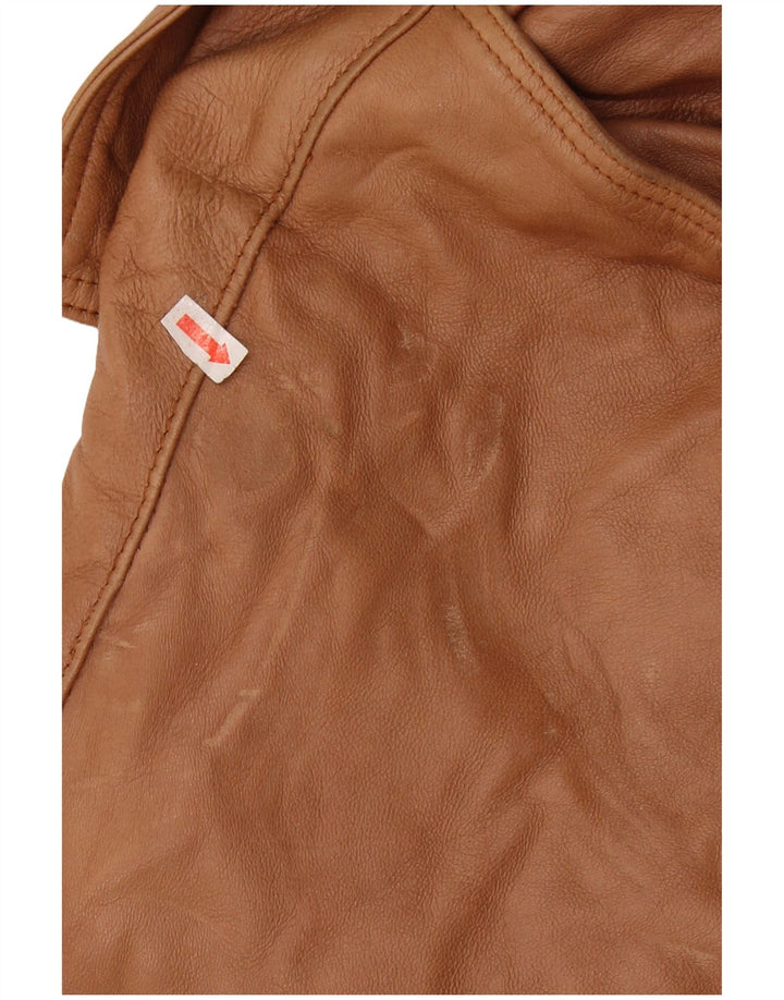 Jaqueta de couro militar masculina VINTAGE Reino Unido 44 2XL couro marrom