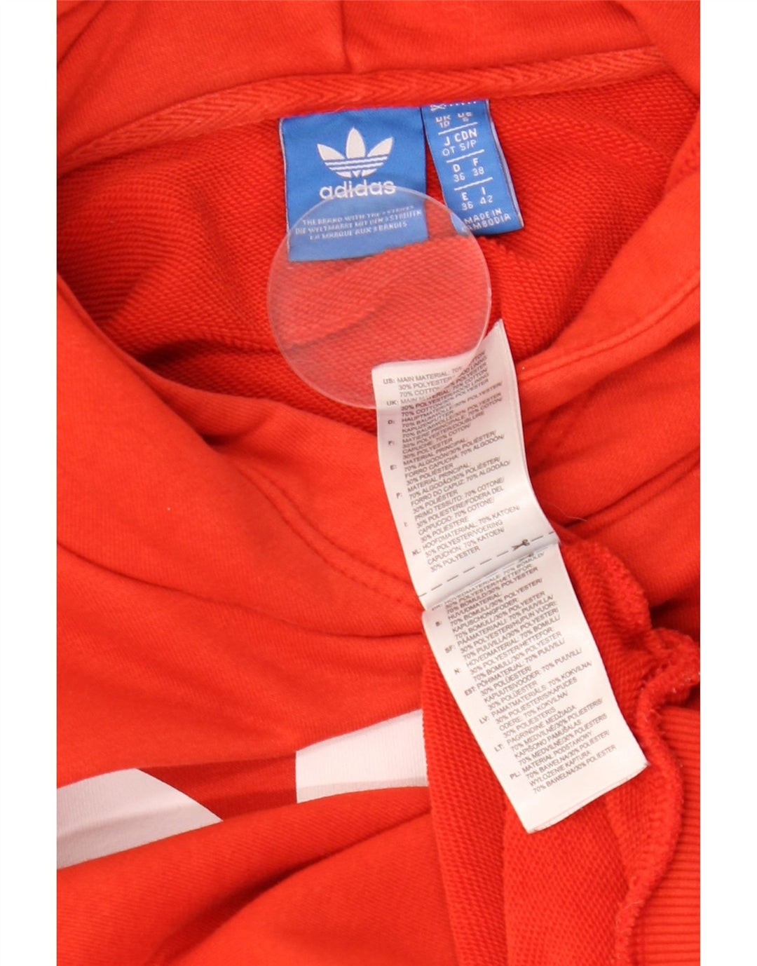 ADIDAS Womens Oversized Graphic Hoodie Jumper Reino Unido 10 Pequeno Algodão Laranja