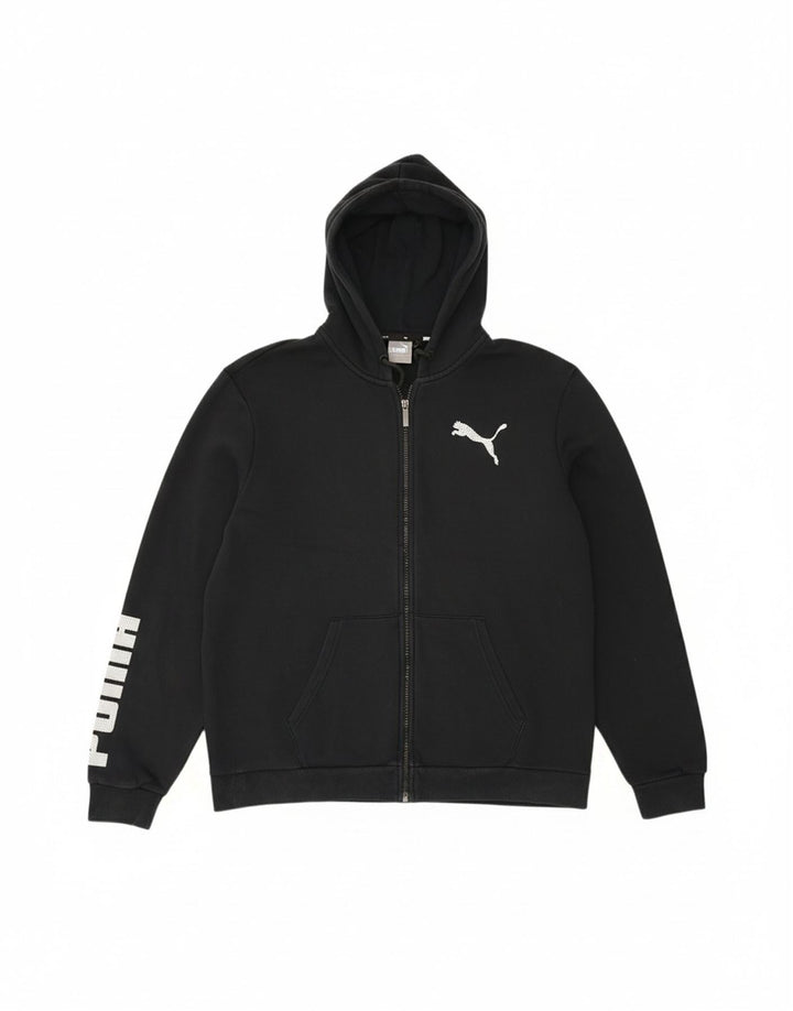 PUMA Mens Graphic Zip Hoodie Sweater XL Black Cotton Vintage Puma and Second-Hand Puma from Messina Hembry 