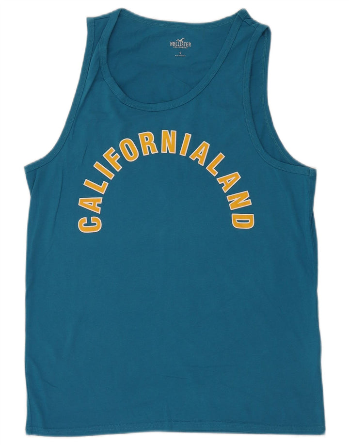 Top colete gráfico masculino HOLLISTER pequeno algodão azul