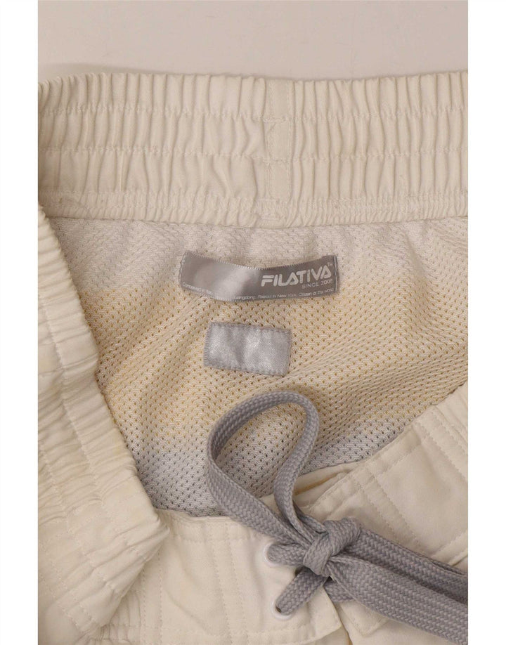 Shorts de natação feminino Fila UK 14 médio branco colorblock