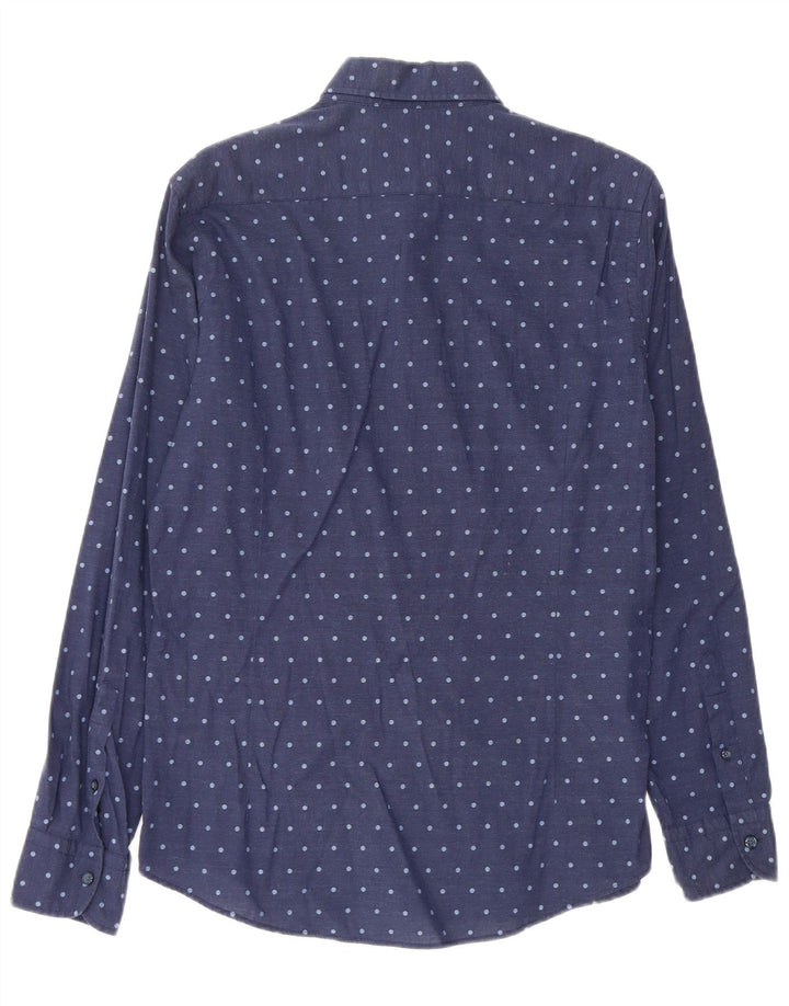 Camisa masculina MASSIMO DUTTI média azul marinho manchada