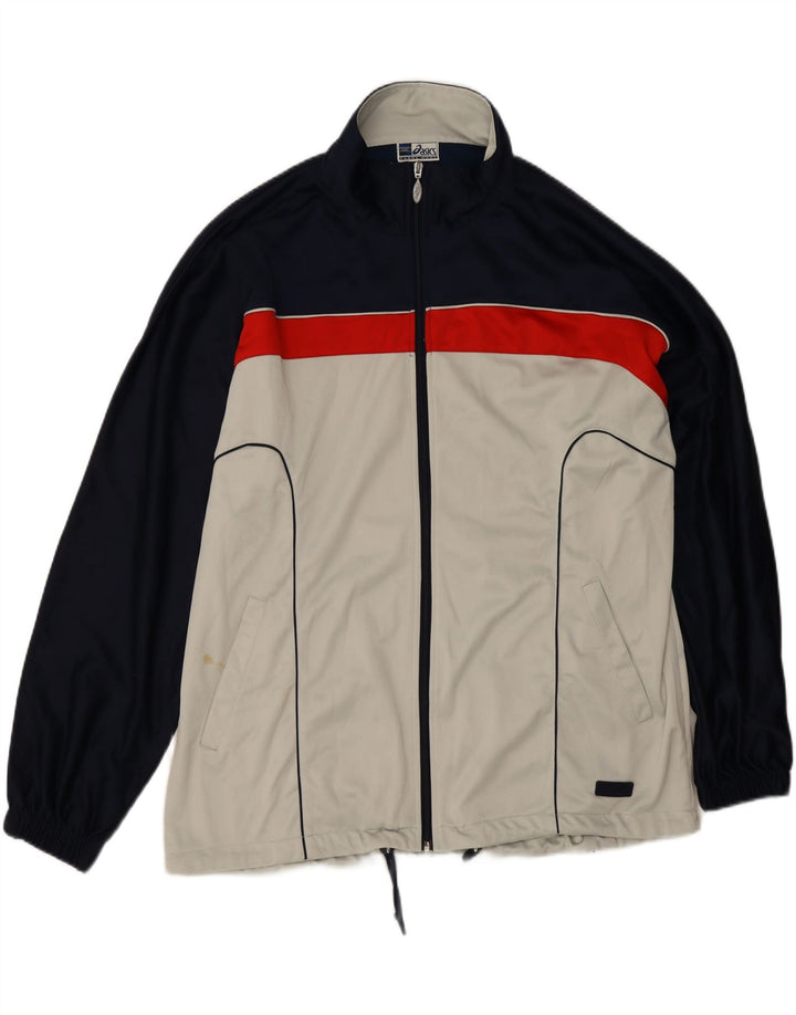 Asics Mens Tracksuit Top Jacket 2XL Cinza Colourblock Poliéster