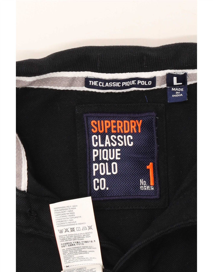 Camisa polo masculina Superdry grande algodão preto