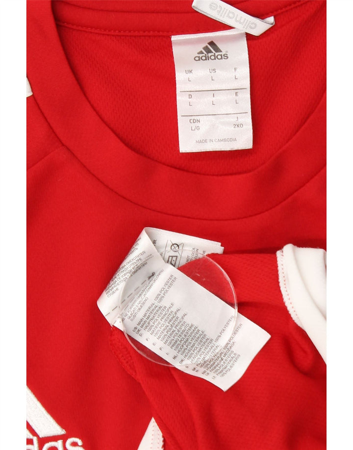 Camiseta Adidas Masculina Climalite Top Grande Poliéster Colorblock Vermelho