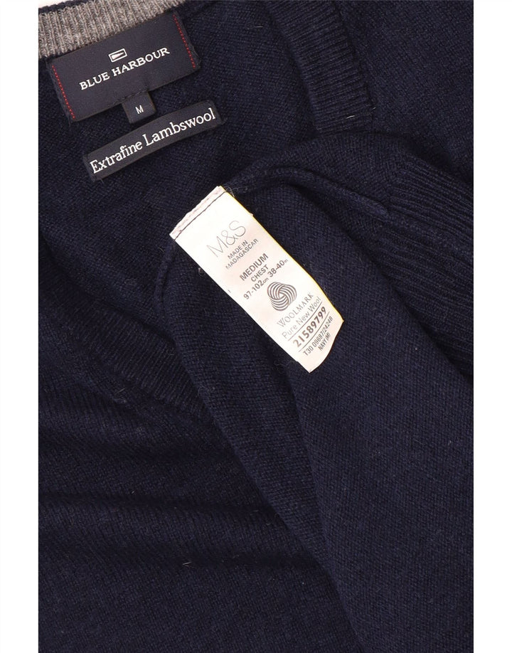 Regata masculina MARKS & SPENCER Blue Harbor Vest média de lã azul marinho