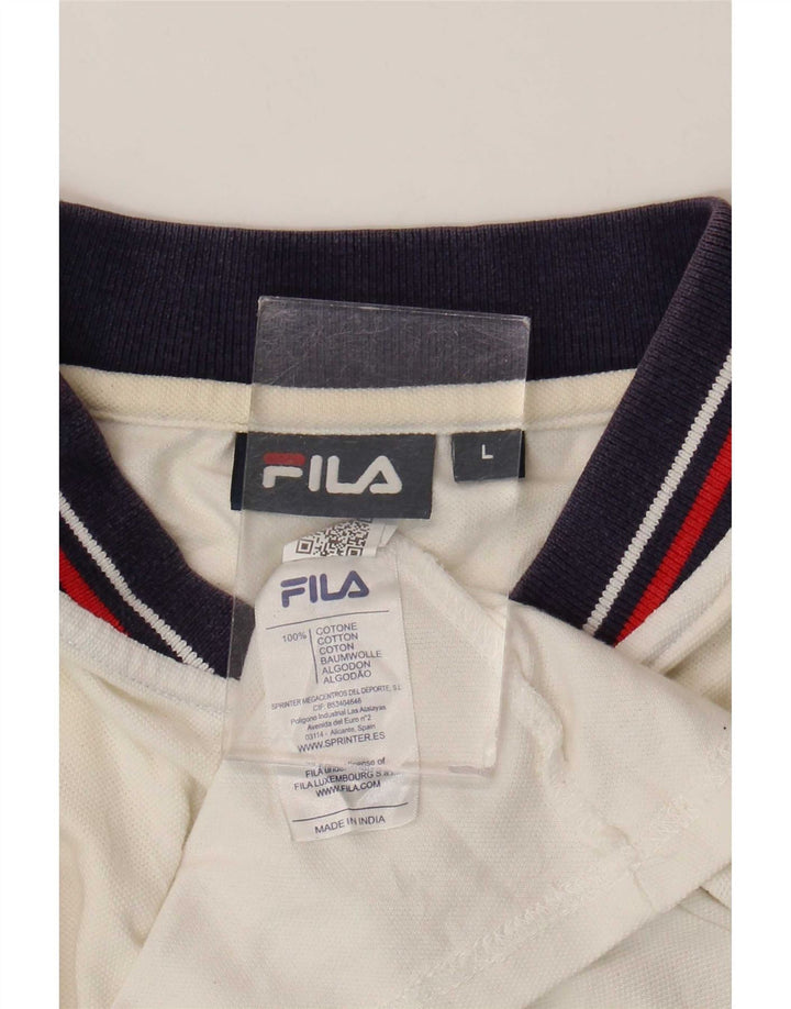 Camisa polo masculina Fila grande algodão listrado branco