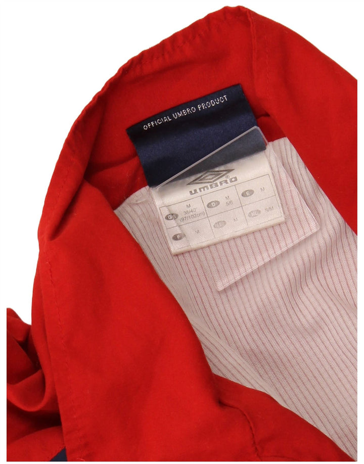 Jaqueta masculina de agasalho UMBRO Reino Unido 38/40 poliéster colorblock vermelho médio