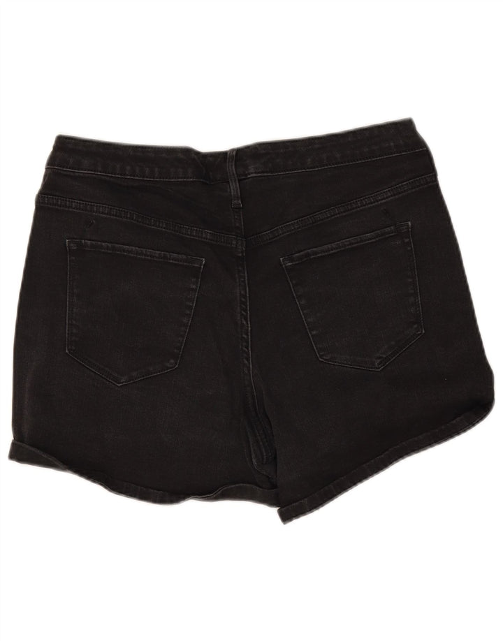 Shorts jeans feminino de cintura alta Mossimo EUA 14 grande W32 algodão preto