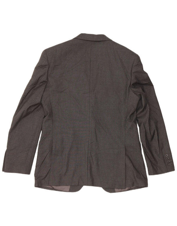 Jaqueta blazer masculina de 2 botões Marks & Spencer Reino Unido 40 poliéster cinza médio