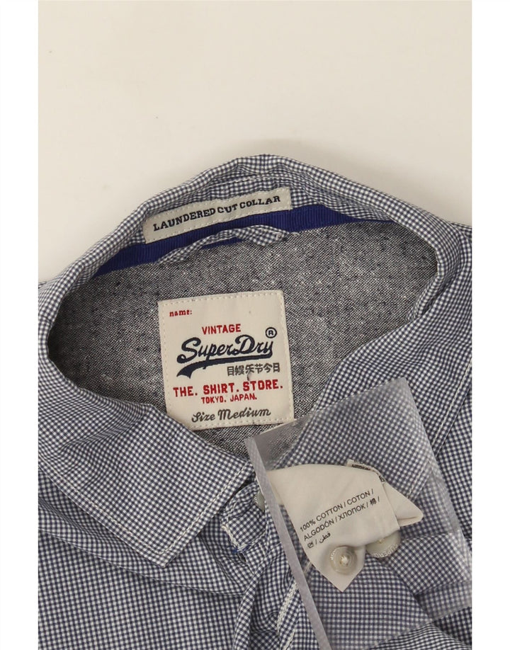 Camisa masculina Superdry média azul marinho algodão guingão