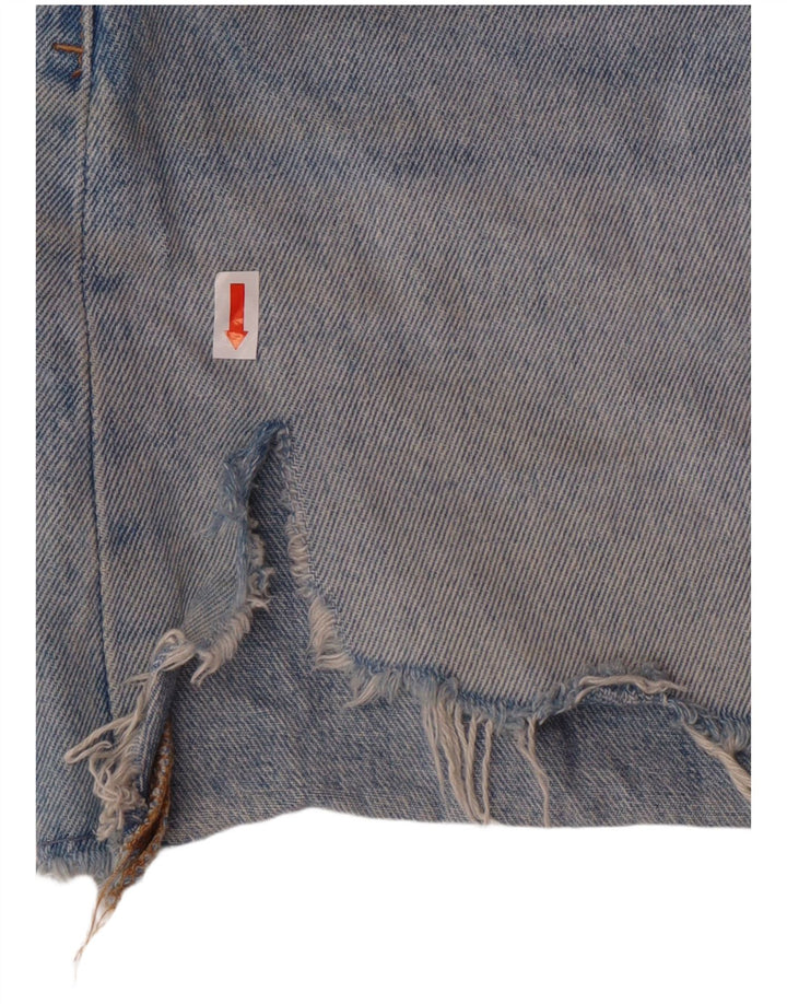 Saia jeans feminina ZARA pequena W26 algodão azul