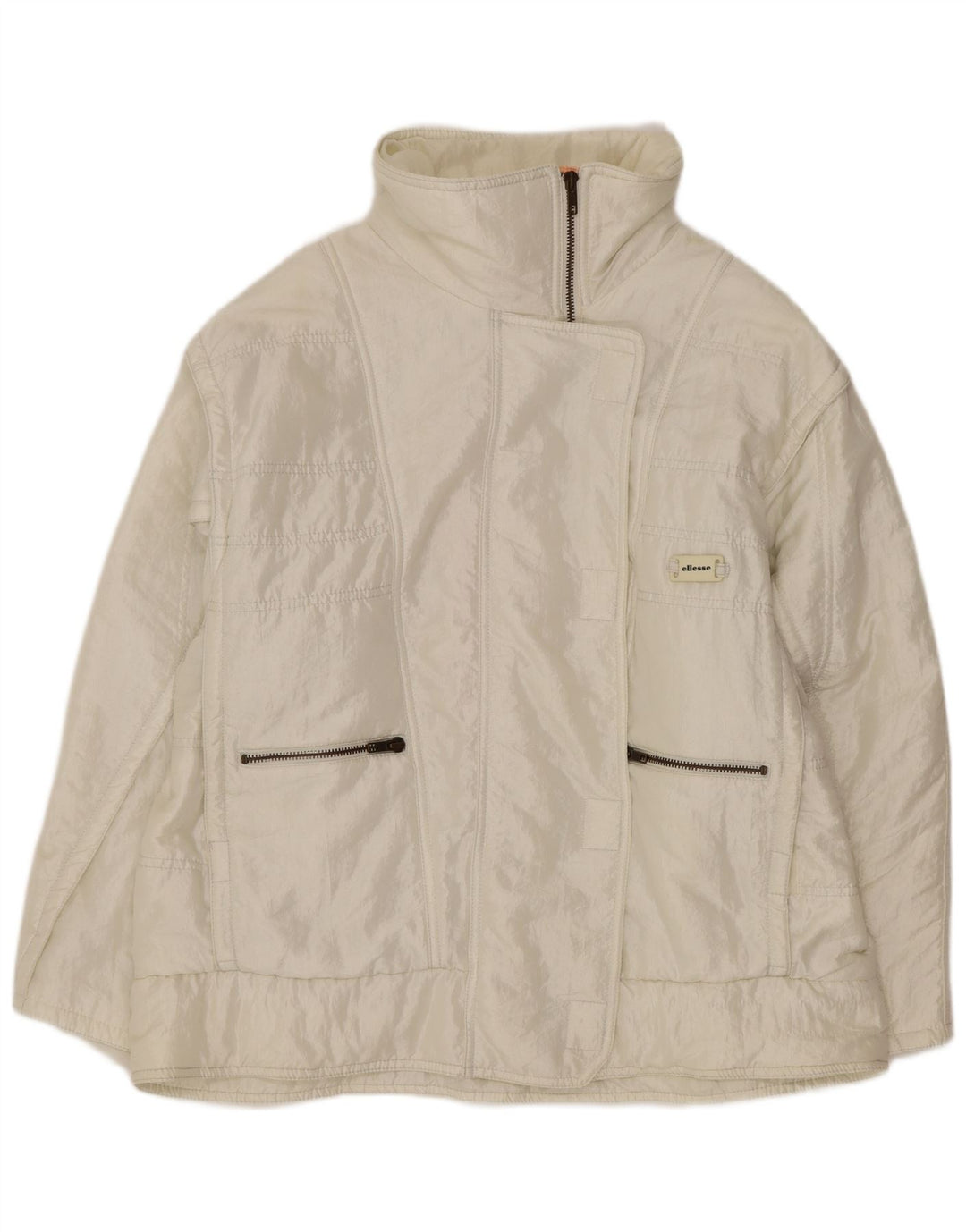 Jaqueta feminina Ellesse com ajuste solto e acolchoado IT 48 XL branco nylon retrô