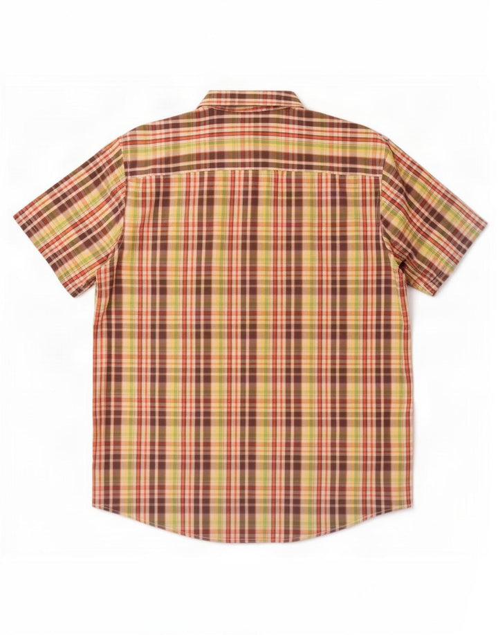 Camisa masculina Penguin Heritage manga curta slim fit grande xadrez multicolorida