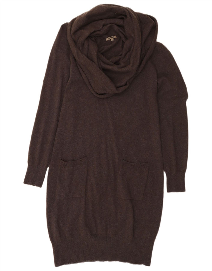 Vestido jumper feminino Jigsaw Reino Unido 12 lã marrom médio