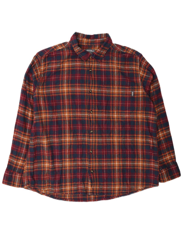 Camisa masculina de flanela Eddie Bauer 2XL algodão xadrez multicolorido