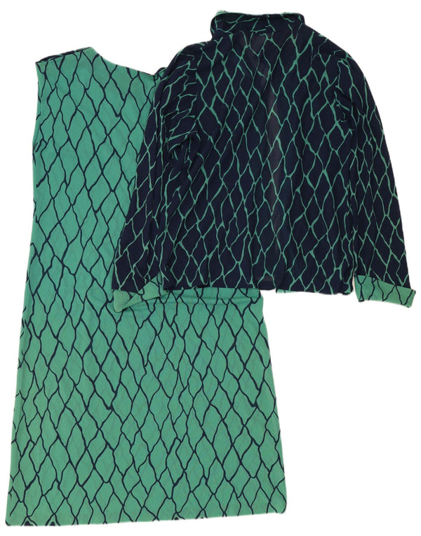 Conjunto feminino vintage de 2 peças IT 46 grande verde Argyle/Diamante