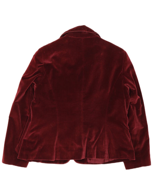 Jaqueta blazer feminina de veludo com 3 botões da Rowland UK 18 XL algodão borgonha
