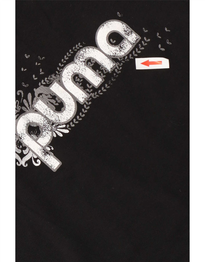 Camiseta Puma Feminina Regular Graphic Top UK 12 Médio Algodão Preto
