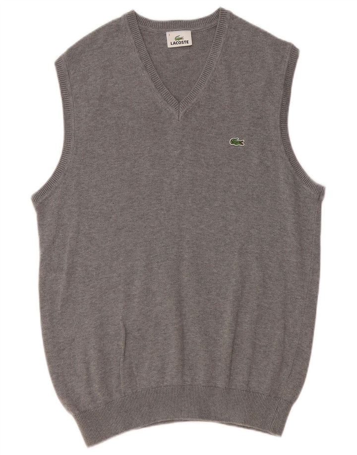 Lacoste Mens Vest Tank Top Tamanho 3 Pequeno Algodão Cinza