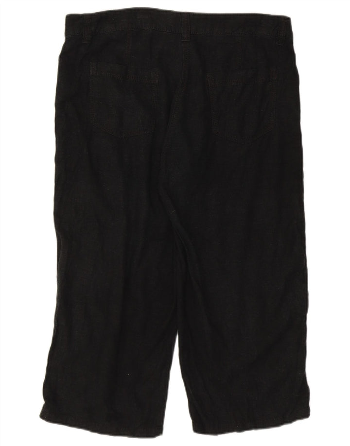Calça capri feminina Marks & Spencer Reino Unido 12 médio W32 linho preto