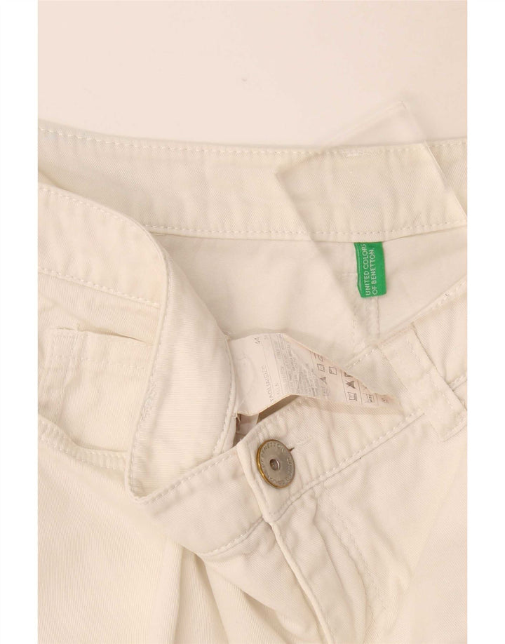Shorts casuais femininos Benetton IT 44 médio W34 algodão branco