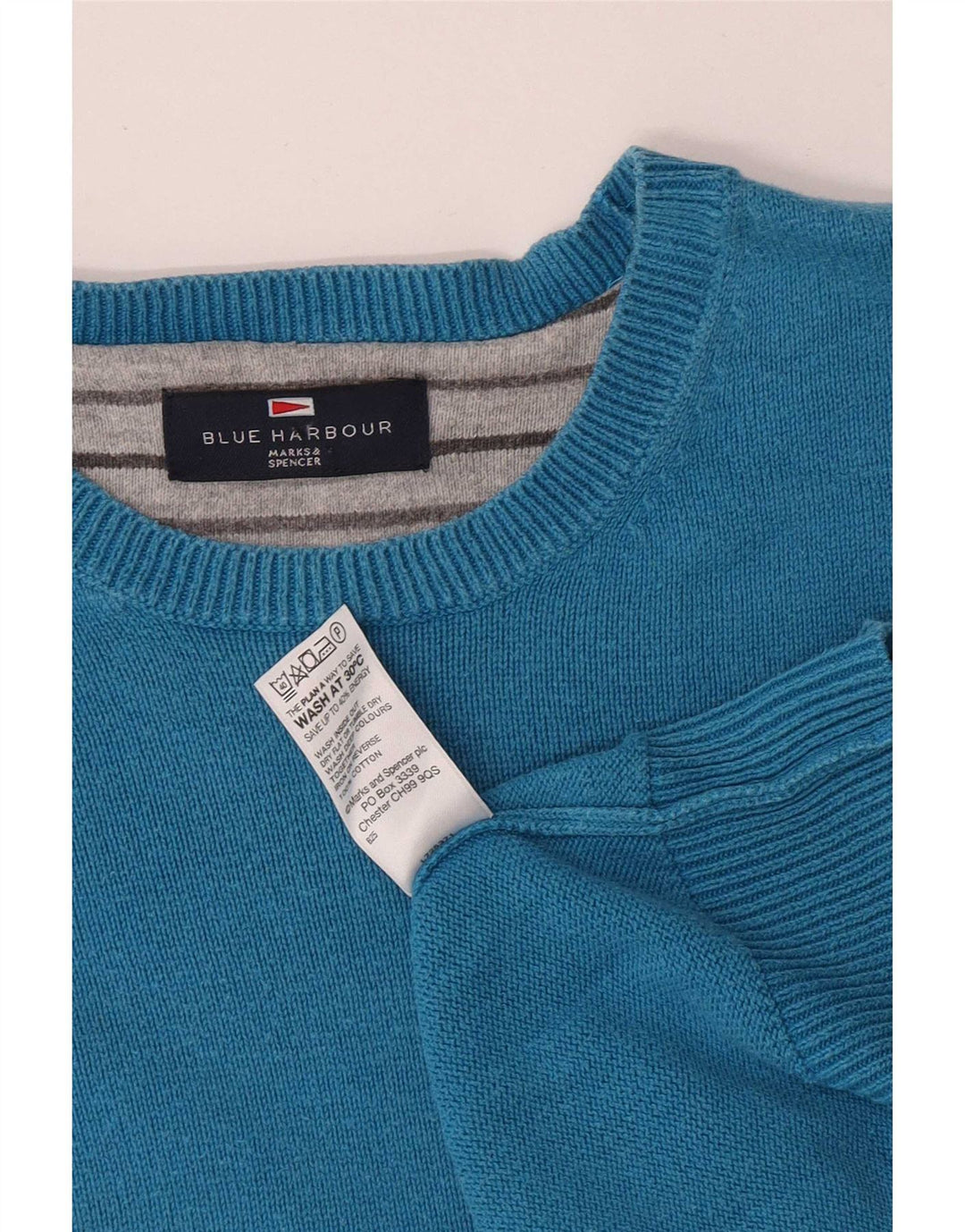 Suéter masculino Marks & Spencer Blue Harbor com gola redonda e algodão XL
