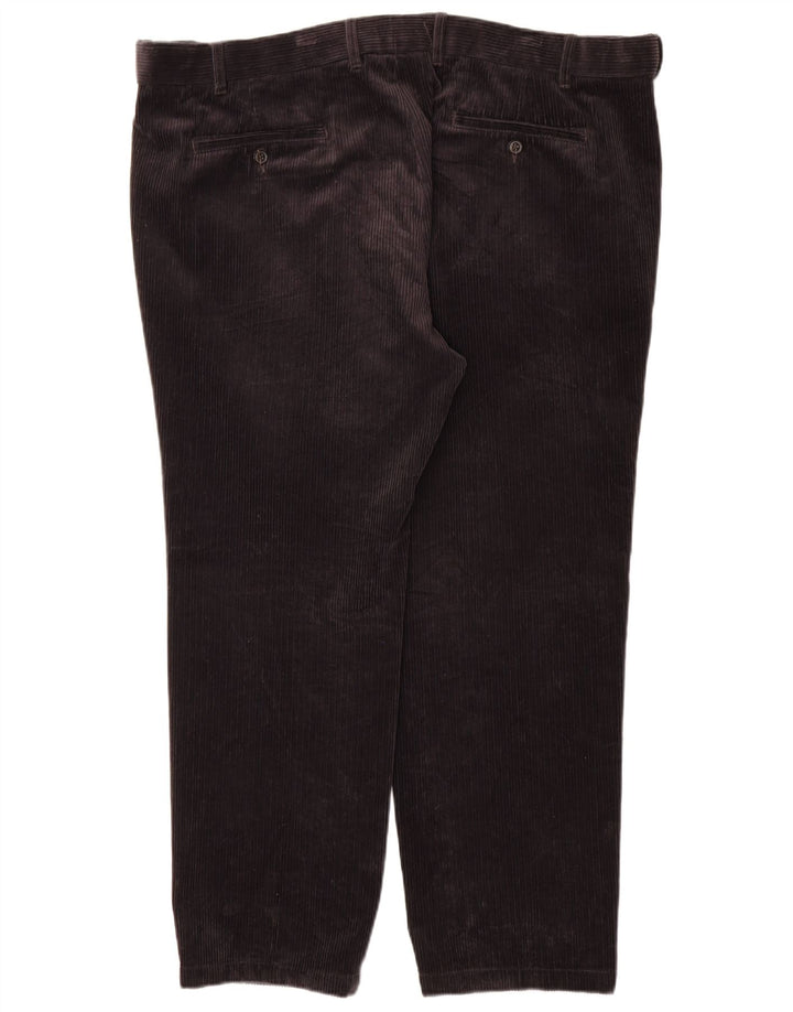 Calça masculina reta regular de veludo cotelê Marks & Spencer W44 L29 preta
