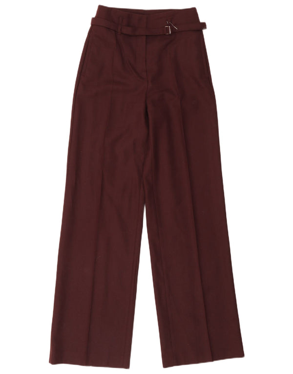 Calça casual feminina Massimo Dutti com perna larga EU 36 XS W26 L33 Borgonha