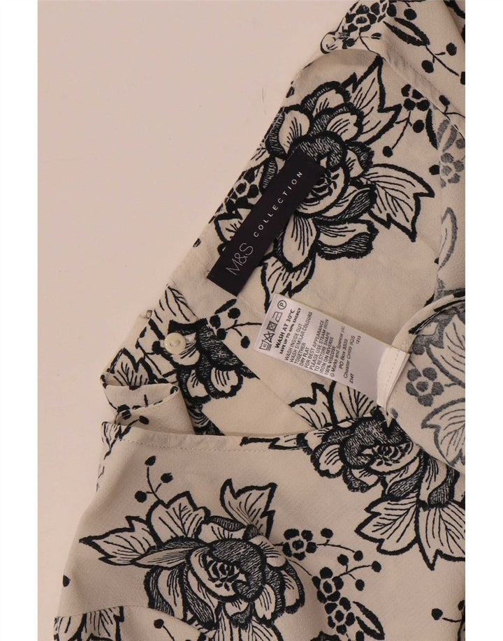 Blusa feminina Marks & Spencer UK 14 grande viscose floral branca