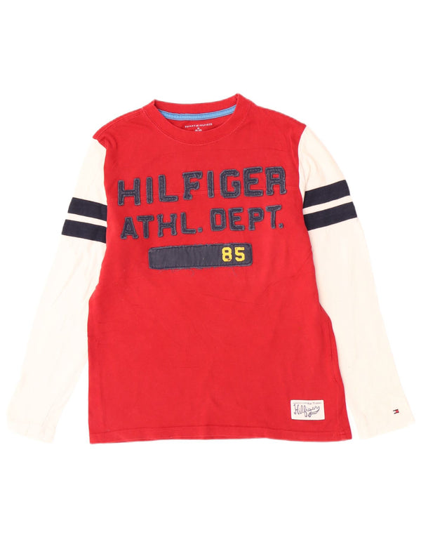 Tommy Hilfiger Boys Graphic Top manga comprida 8-9 anos médio vermelho