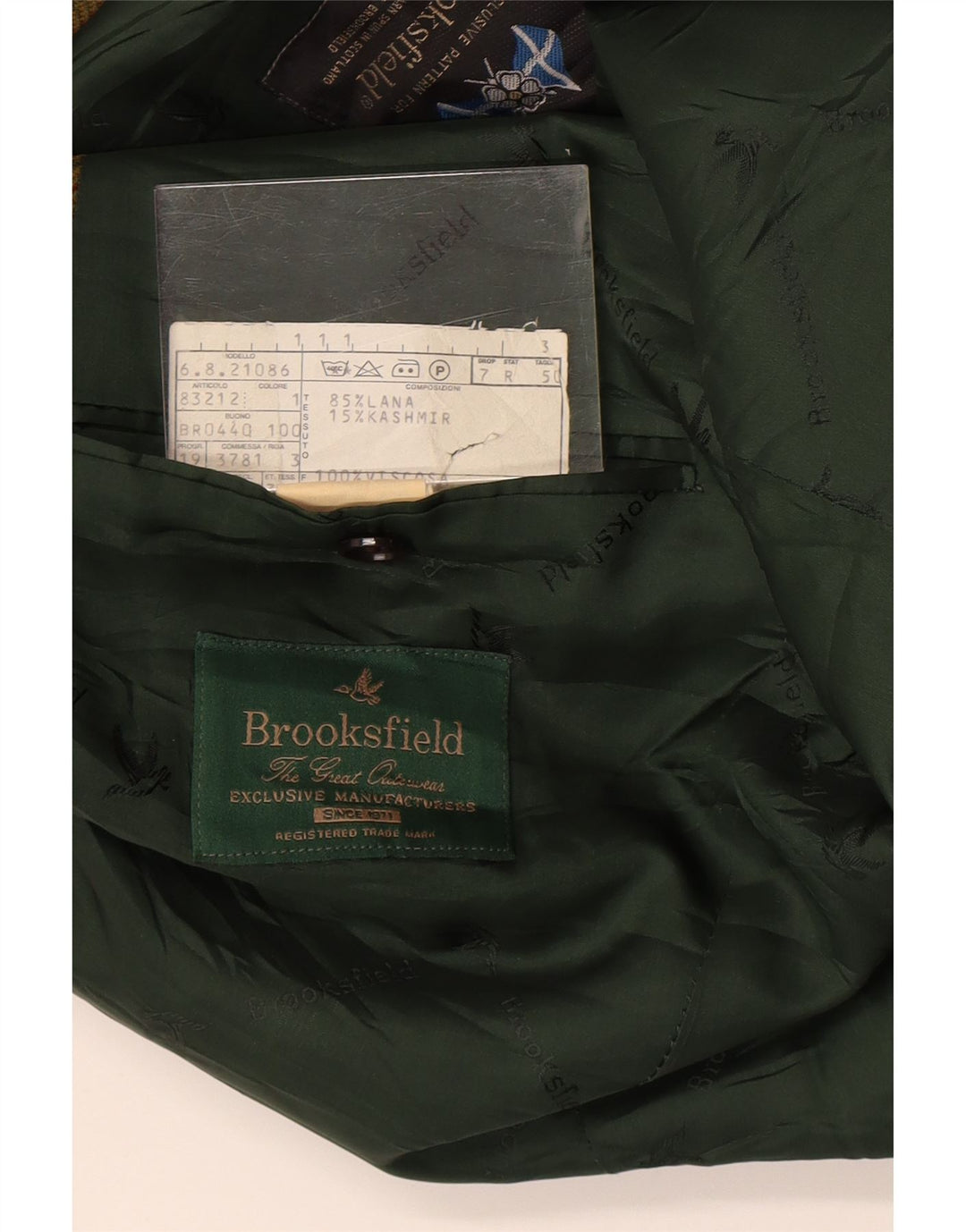Jaqueta blazer masculina Brooksfield com 2 botões IT 50 grande lã xadrez verde