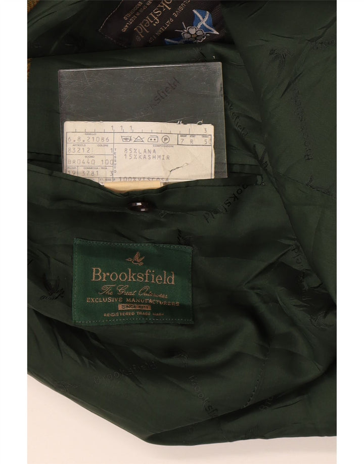 Jaqueta blazer masculina Brooksfield com 2 botões IT 50 grande lã xadrez verde