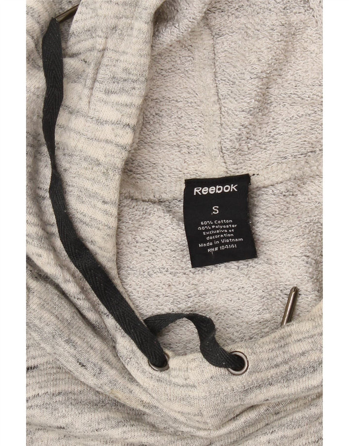 REEBOK Mens Loose Fit Hoodie Jumper Small Grey Flecked Cotton Vintage Reebok and Second-Hand Reebok from Messina Hembry 