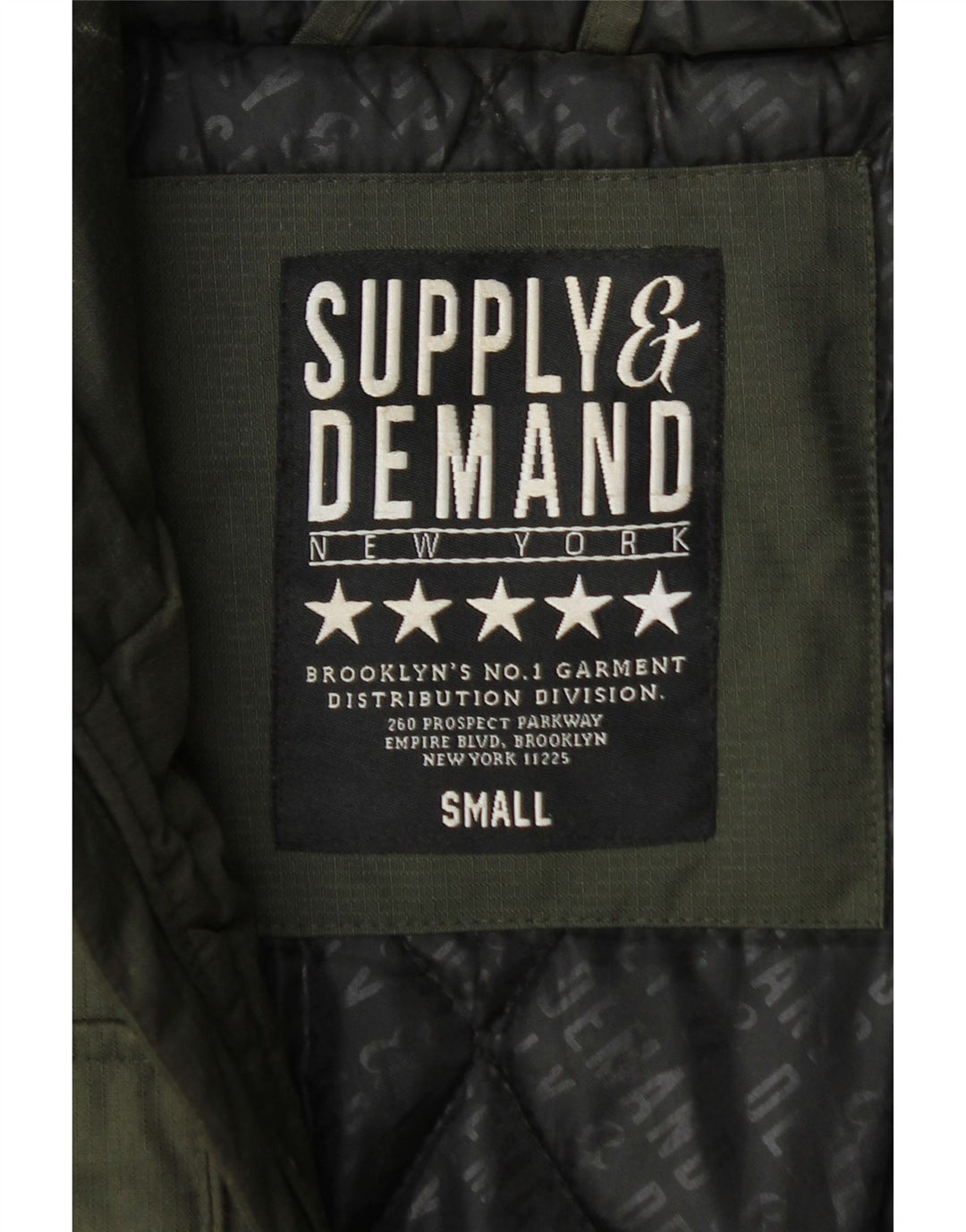 Jaqueta utilitária masculina com capuz Supply & Demand UK 36 poliéster cáqui pequeno