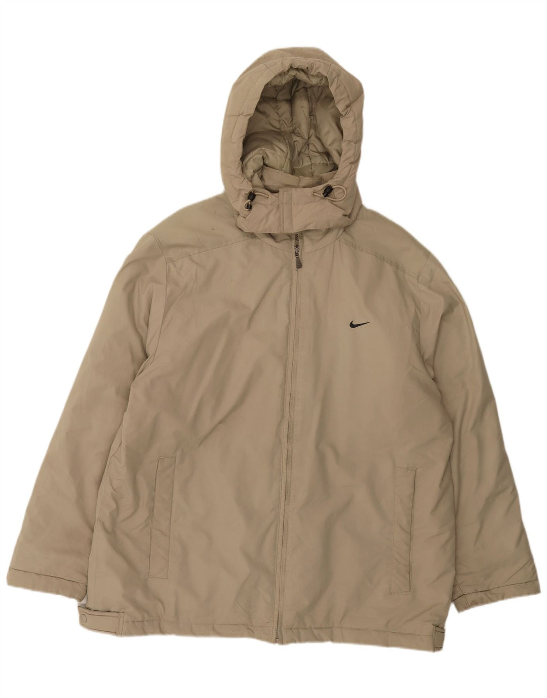 Jaqueta corta-vento masculina Nike com capuz UK 42/44 grande poliéster bege