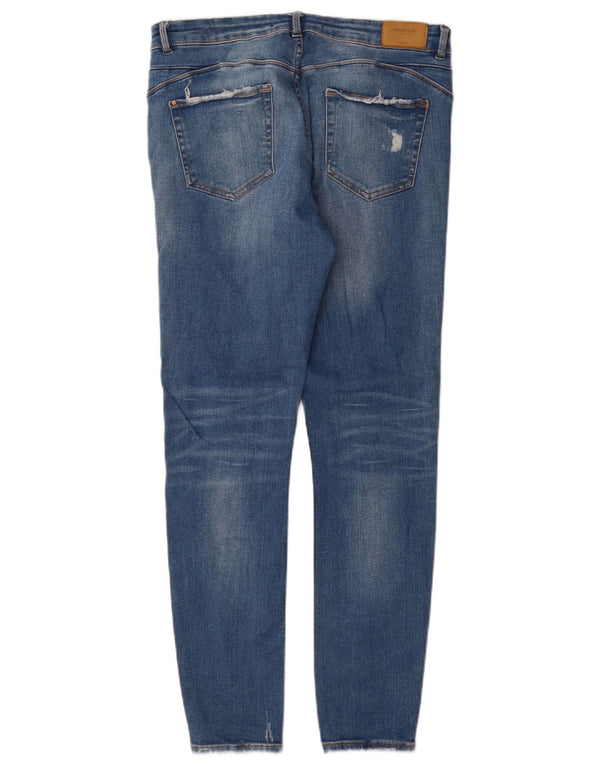 Calça jeans skinny feminina Zara Trafaluc desgastada UE 42 grande W32 L30 azul