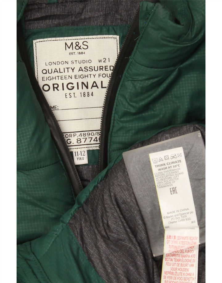 Colete acolchoado com capuz Marks & Spencer Boys 11-12 anos poliéster verde