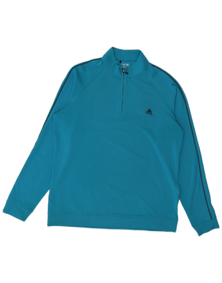 ADIDAS Masculino Climalite Zip Neck Moletom Jumper XL Azul Poliéster