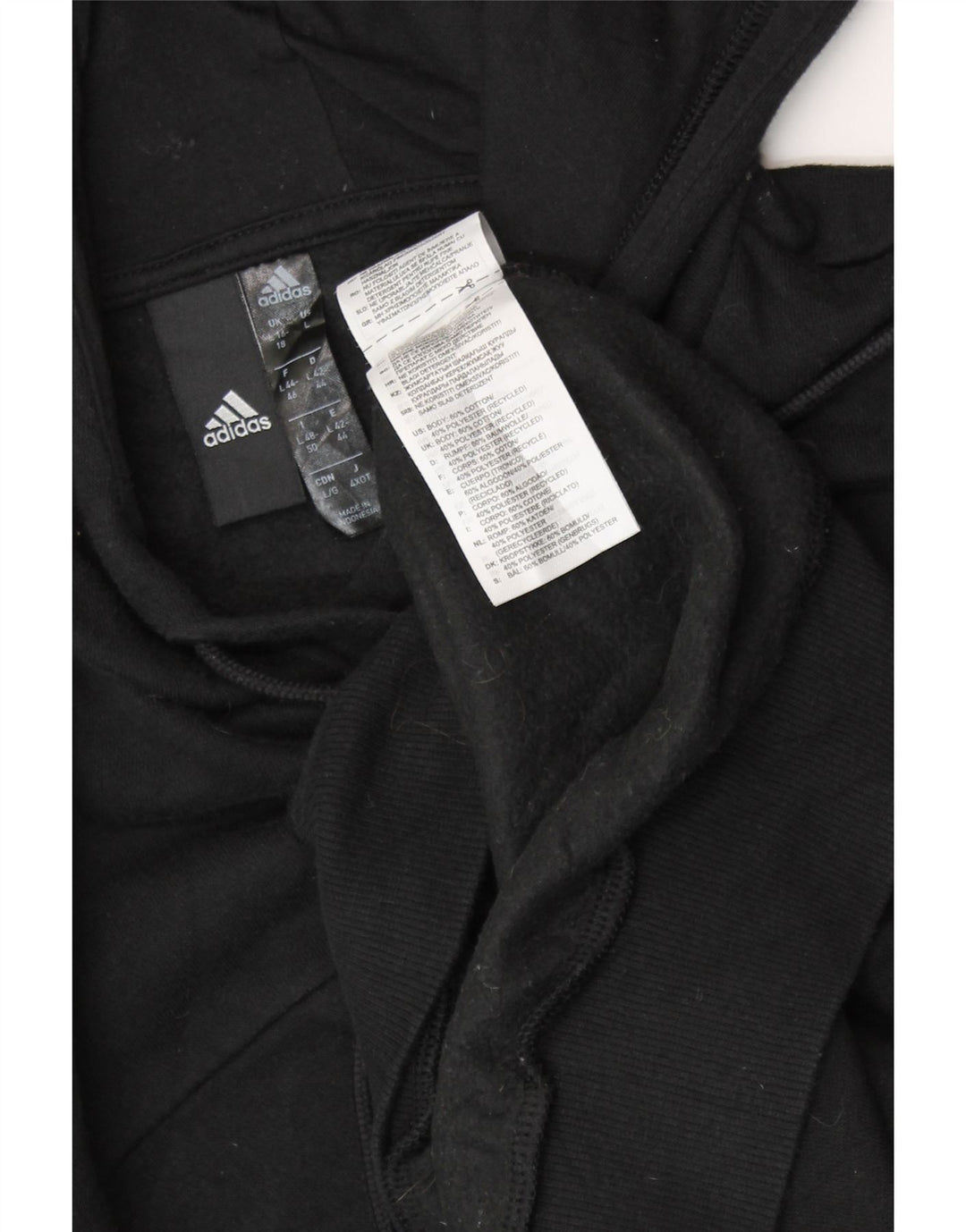 ADIDAS Womens Oversized Hoodie Jumper UK 16/18 Grande Algodão Preto