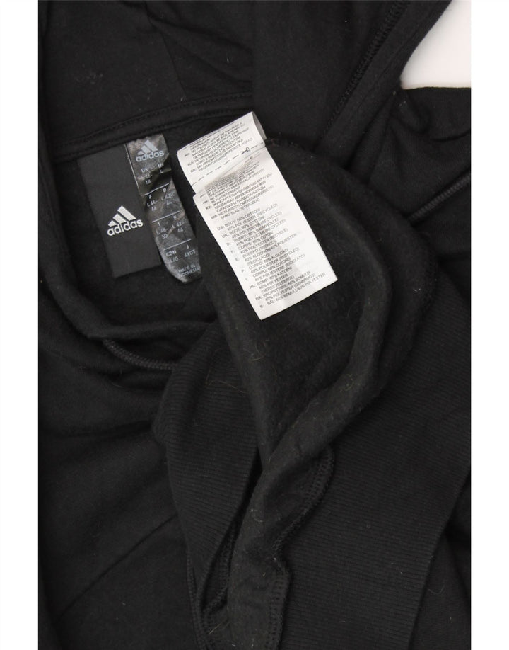 ADIDAS Womens Oversized Hoodie Jumper UK 16/18 Grande Algodão Preto